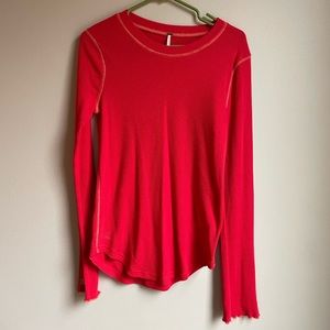 Red Free People Thermal with Zipper Sleeve